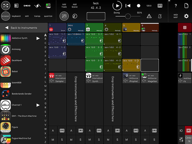 Allocating instruments to tracks is as simple as dragging them onto the familiar-looking Session View.