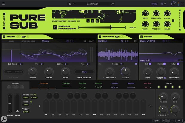 Arturia Pure Sub bass synthesizer plug-in virtual instrument