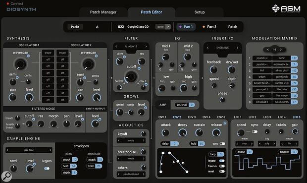ASM Diosynth wind synthesizer sample synthesis hybrid instrument