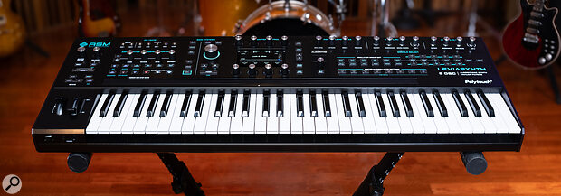 The Leviasynth is available in two formats, either a desktop module or a 61-key keyboard.