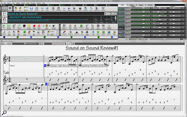 Screen 2B: The Leadsheet view, which can show multiple instruments and lyrics for viewing and printing.