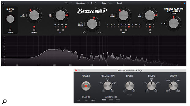 As well as a digital high‑pass filter, the plug‑in includes a configurable frequency analyser.