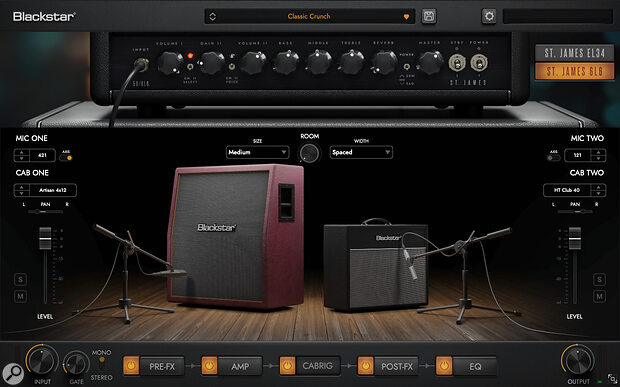 A version of Blackstar’s tried and tested CabRig mic plus speaker emulation is included, and adds greatly to the plug‑in’s versatility.