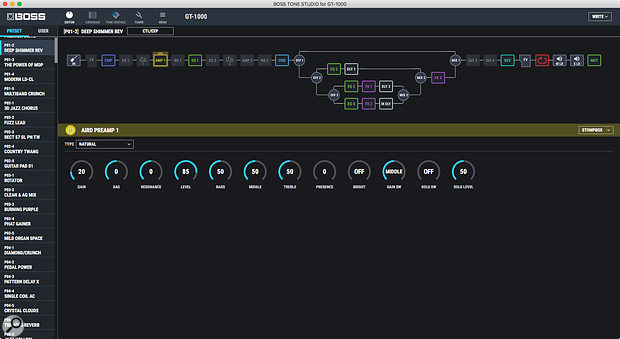 GT-1000's Tone Studio desktop editor.