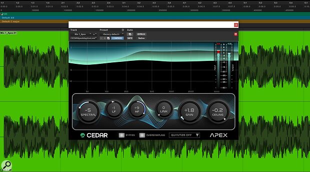 CEDAR Audio APEX adaptive spectral limiter plug-in