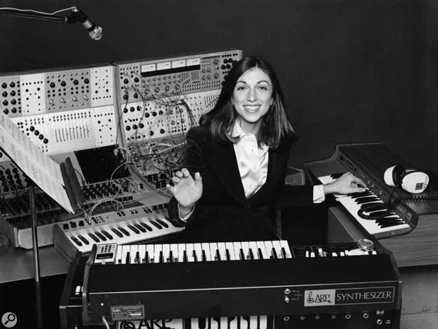 Suzanne Ciani with ARP and Buchla synthesizers c.1977.