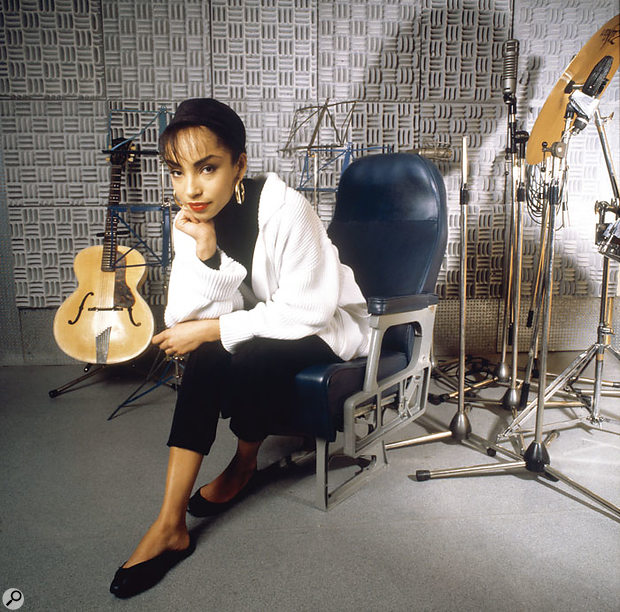 Sade, plus a selection of percussion, photographed in the Power Plant in 1985. 