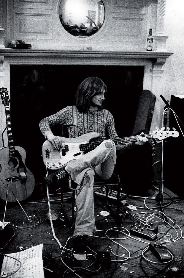 “At least in the old days you could be a bit scruffy” — Mike Oldfield recording some bass.Photo: Redferns