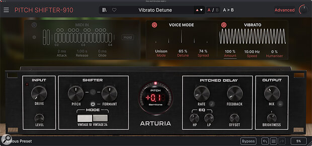 Pitch Shifter-910: one of the many plug-in effects supplied as part of Arturia's FX Collection 6 Pro.