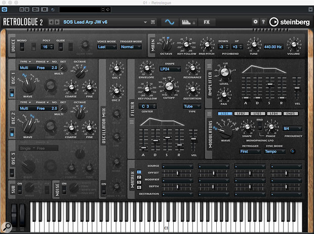 Screen 1: Fat, but not too fat for an arpeggiated lead sound. You’re probably best keeping things fairly simple in the oscillator and filter section.