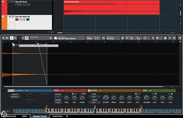 Any sample can be dragged and dropped into the Sampler Control panel to create a new Sampler Track.