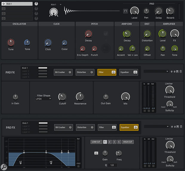 Creating my ‘pulse’ sound was as much about filtering and EQ as it was using the Kick 1 engine itself.