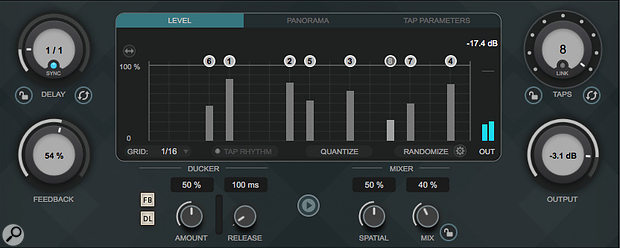 As you adjust the Taps control, your additional taps do not have to appear sequentially along the grid timeline.