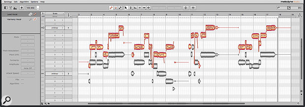 All Melodyne's editing features are retained under ARA 2, including the option to display blobs for multiple tracks in the editor, for easy reference while editing.