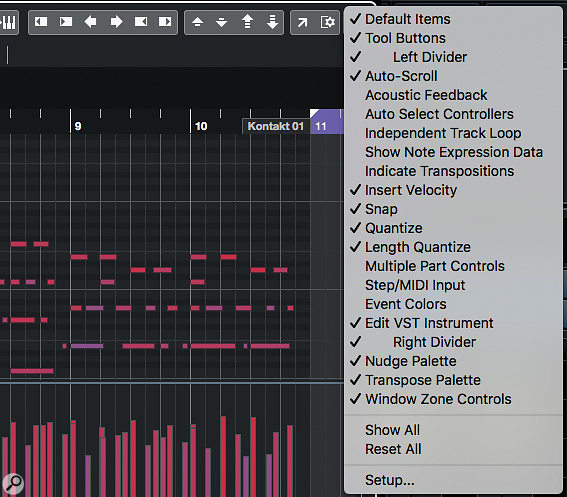 Adding the Nudge Palette and Transpose Palette to the Key Editor Toolbar brings some useful editing options, but you can also access the same tools via Key Commands.