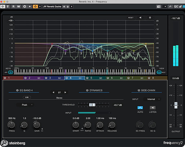 Pro users can experiment with some frequency‑based ducking using Frequency 2.