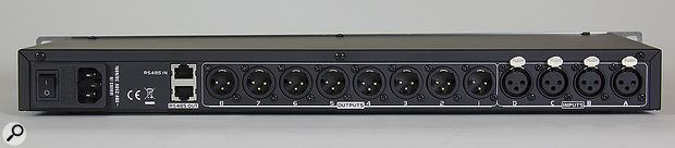 With four inputs and eight outputs, the DAE418 can be configured as a two-, three- or four-way stereo crossover, with the option to configure any unused outputs as full-range auxes.