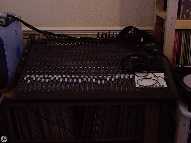 Each of the Akai samplers has eight outputs, routed into this Mackie mixer.