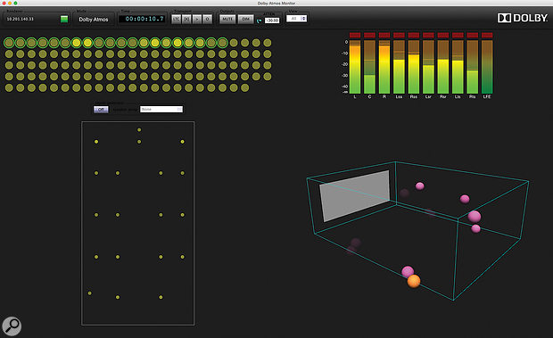 The scalable nature of Dolby Atmos means that the RMU routing matrix must be ‘told’ the number and location of all the speakers in a given system, using a software package called Dolby Atmos Designer.