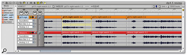 The Sequence Editor is where you do most of your non-destructive audio editing, working with so-called 'soundbites'. A range of editing options is available directly using the mouse, but additional actions can be applied via the menus.