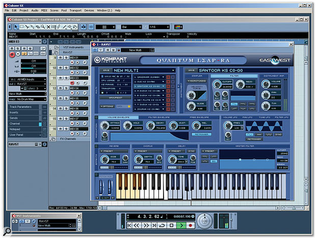 Ra running as a VST plug-in within Cubase SX — Kompakt performed flawlessly throughout the test period.