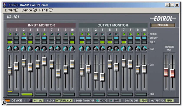 The review unit was supplied with a preliminary Control Panel utility: the finished version will look like this.