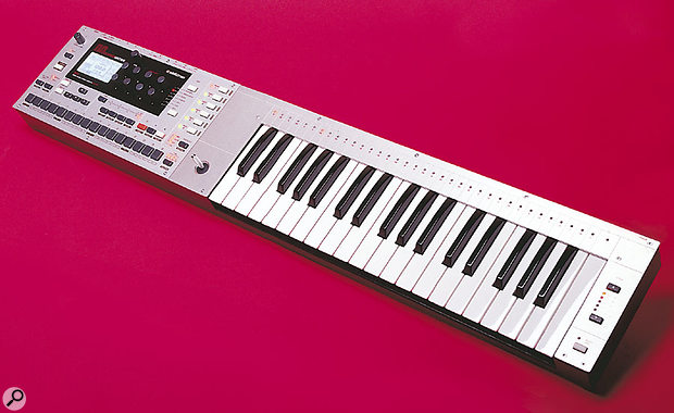 According to Elektron, the curious dimensions of the Monomachine came about for two reasons. Firstly, they thought it might be interesting to allow two players to stand at the Monomachine, one playing keyboard, and one making parameter changes, DJ-style. Oh, and also they were bored of keyboard instruments with the controls above the keyboard!