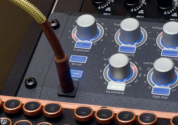 The preamp, capable of 64dB of gain, accepts microphone, line and instrument signals, and incorporates a convenient line/instrument input on the front panel.