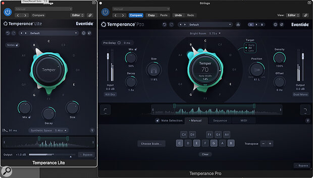 Temperance Lite (left) is free for a limited time, but the Pro version (right) offers much deeper control and more extreme effects should you want them.