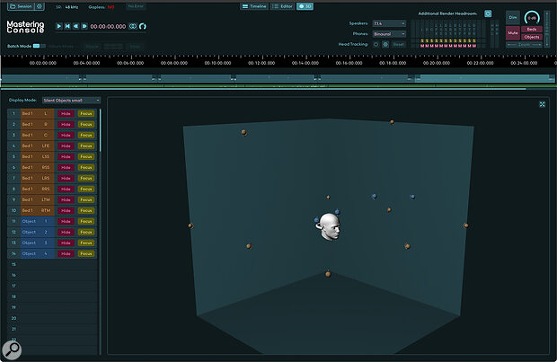 Screen 3: The 3D window, with options to selectively hide channels and/or objects.