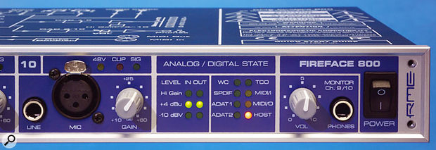 The Fireface features four of RME's own mic preamps, and its A-D and D-A converters can operate at up to 192kHz. 