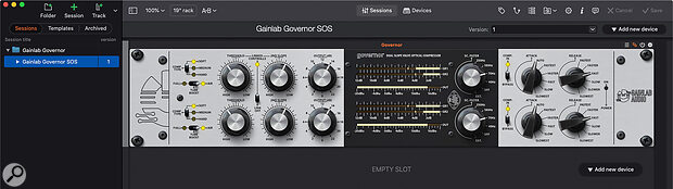The Governor template running in Session Recall.