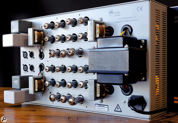 Despite eschewing the tube‑based power supply of the original Fairchild 670, the Herchild employs a whopping 22 thermionic valves, as well as a goodly number of transformers.