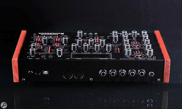 The Xenophone’s back panel features a USB port, MIDI I/O and quarter-inch sockets for CV/Gate I/O, audio in, audio out and headphones. The main volume control is also found here.