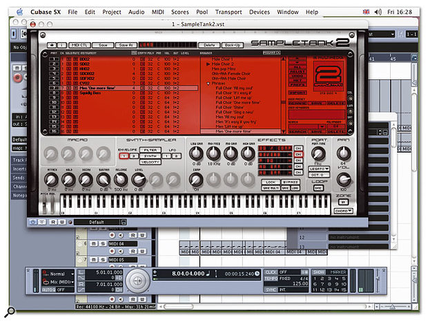 IK's Sampletank 2 running under Steinberg's Cubase SX2.