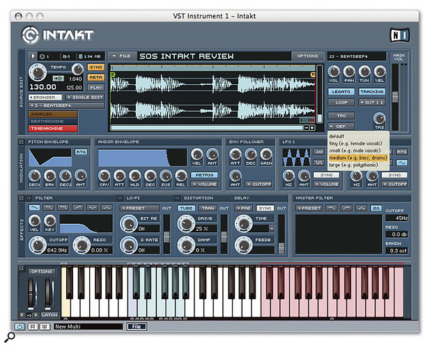 The Time Machine sampling engine uses granular resynthesis time-stretching to manipulate the tempo and pitch of a loop independently. 