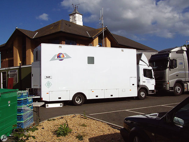 Floating Earth's location recording truck.