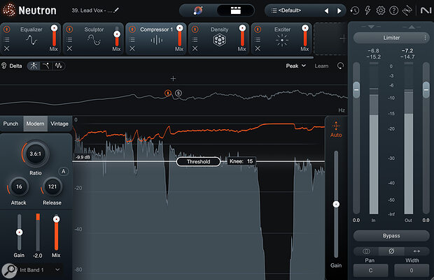 Once you switch to Detailed View you get full access to Neutron 5’s signal chain and, as shown here for the Compressor module, sophisticated control options within each processor.