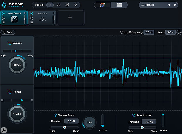 The new Bass Control module provides impressive control over the balance and dynamics of the low‑frequency range while mastering.