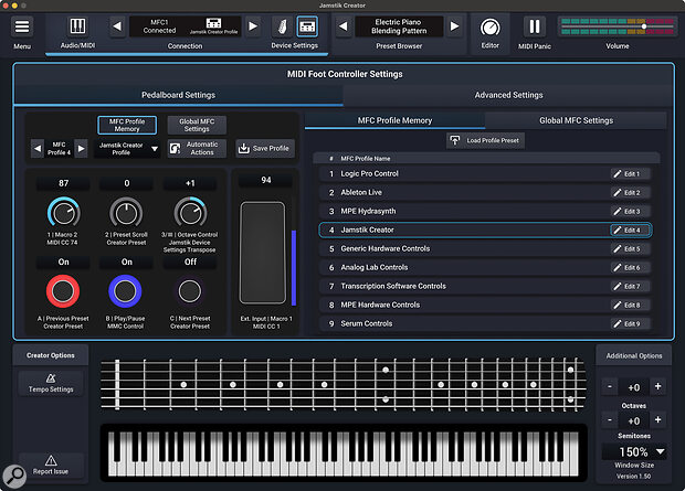 The MFC1 is easily programmable using the same app that’s used to configure Jamstik’s instruments.