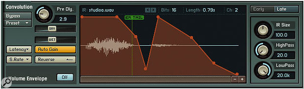 A convolution reverb, showing the optional eight-stage amplifier envelope.