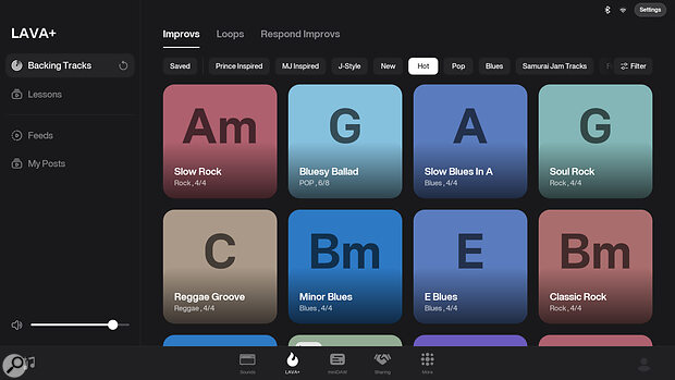 The Improvs and Loops plus the onboard looper and miniDAW apps combine to make the LAVA STUDIO an excellent practice and improvisation tool.