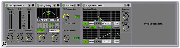 Live supports VST and Audio Units plug-ins, and also includes a selection of proprietary effects.