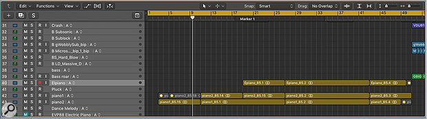 Screen 3: All the tracks in my arrangement are grouped by Track Alternative. Here we see the arrangement when all tracks are set to Track Alternative A.