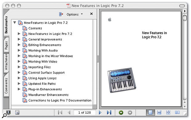 The PDF update manual demonstrates that the v7.2 update goes well beyond being a straight conversion of Logic Pro for use on Intel-based Macs.