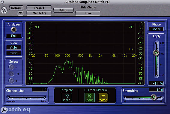 The EQ curves for the reference recording.