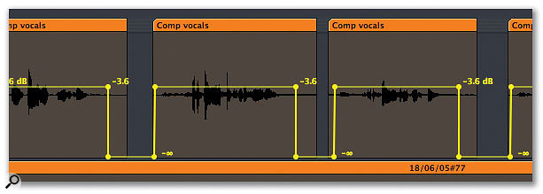 The first thing to do with compiled vocal takes is to remove any extraneous rubbish between takes.