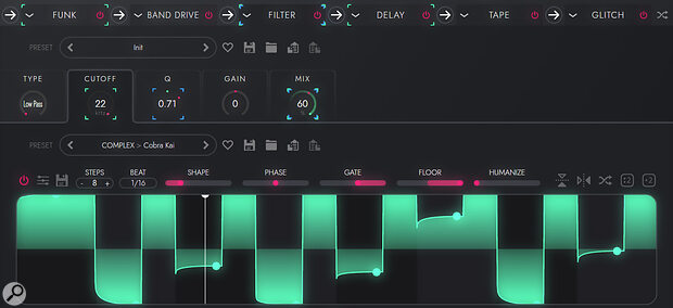 Within each effect, every parameter has its own step sequencer for modulation.