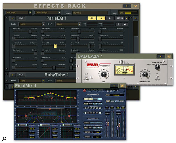 Plug-in parameters are available directly from the Effects Rack screen, but many plug-ins also have a dedicated graphical user interface which can be accessed via the GUI button.