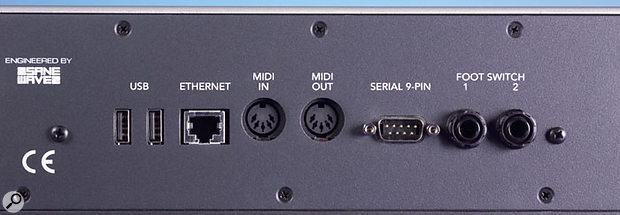 A few miscellaneous data connections, including USB and MIDI sockets, can be found at the other end of the rear panel.